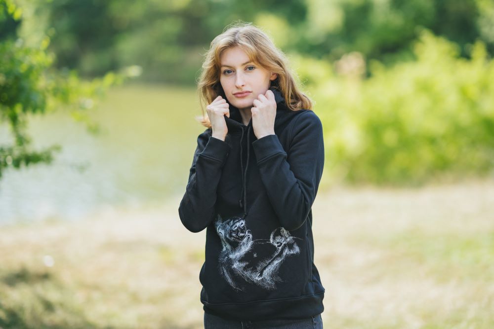 Still-Hoodie Monkey Mum® schwarz - Äffchen
