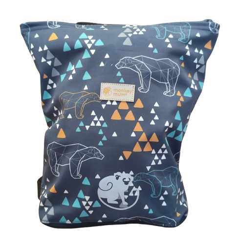 Kinder-Softshell-Rucksack Monkey Mum® - Origami-Bär - Dunkelblau
