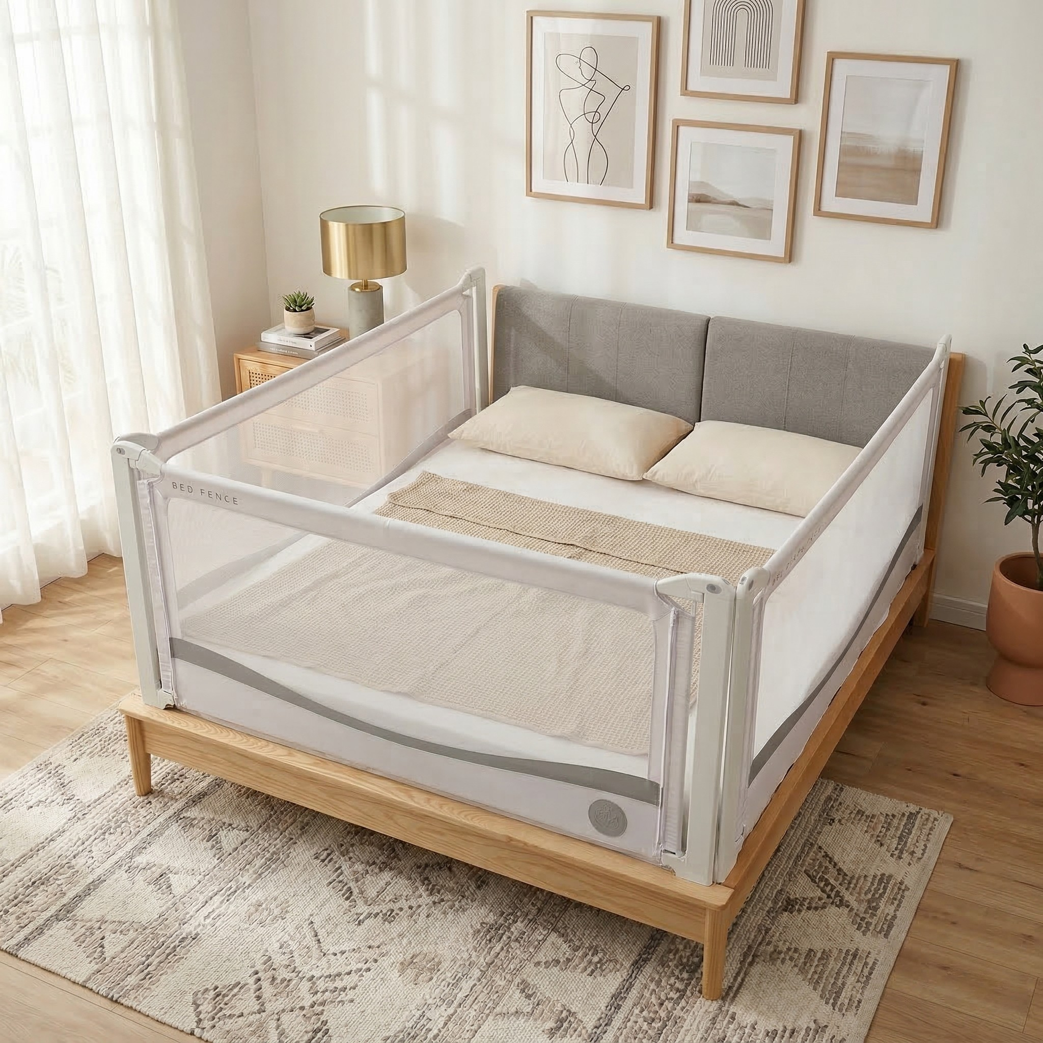 Bettbarriere Monkey Mum® Premium - hellgrau - Restposten