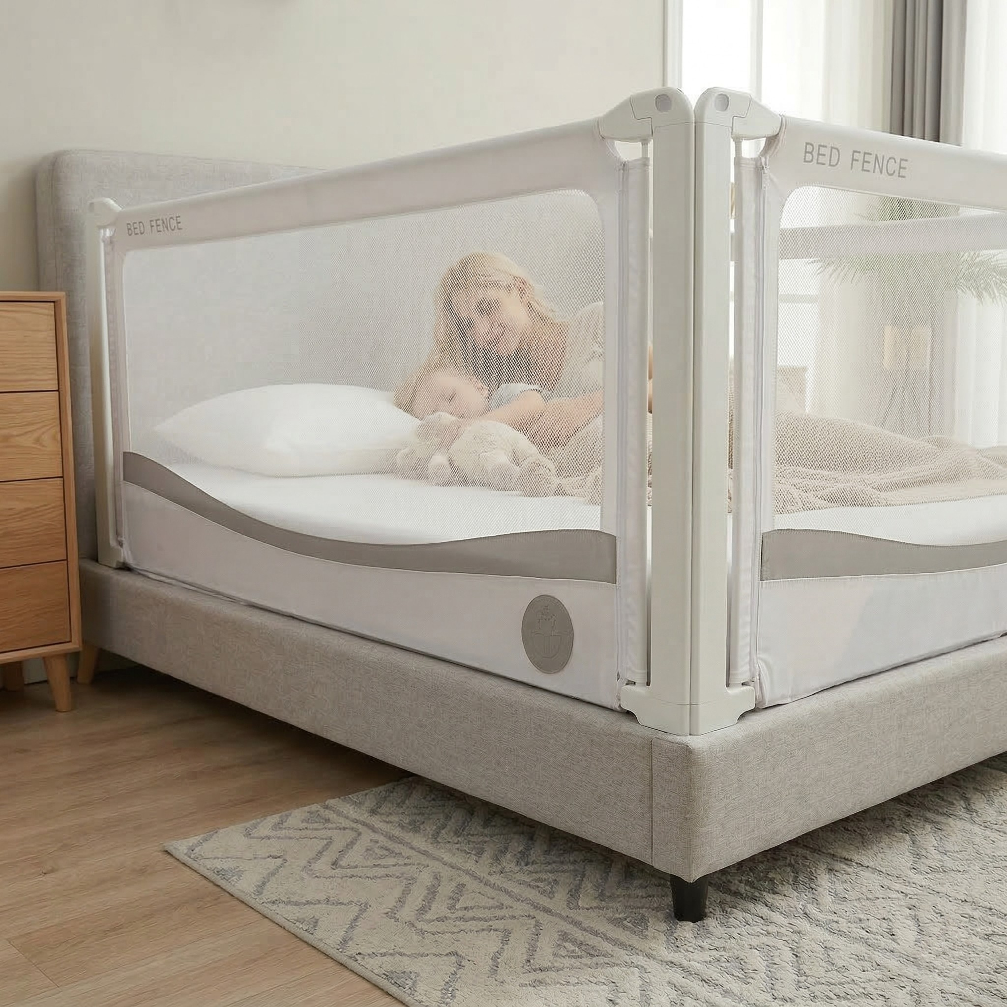 Bettbarriere Monkey Mum® Premium - hellgrau