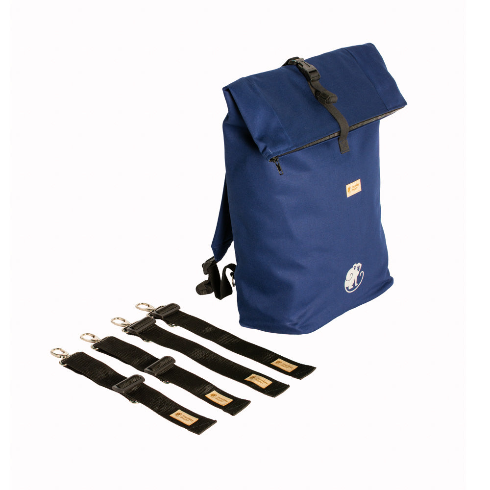 Monkey Mum® Integrierter Twill-Rucksack für die Trage Carrie - Marineblau