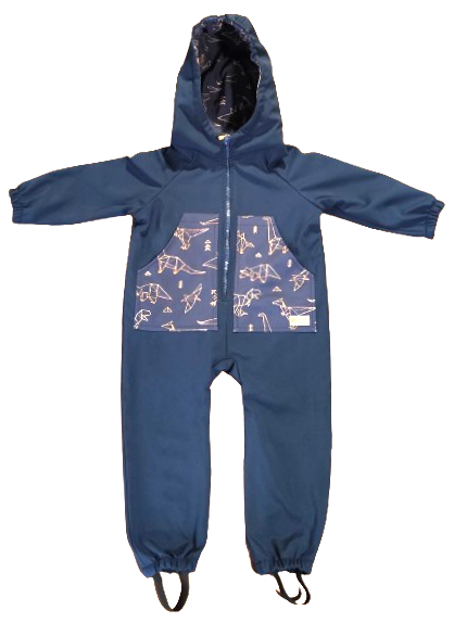 Monkey Mum® Softshell-Overall mit Membran – Dinosaurierhimmel - Gr. 98/104, 110/116