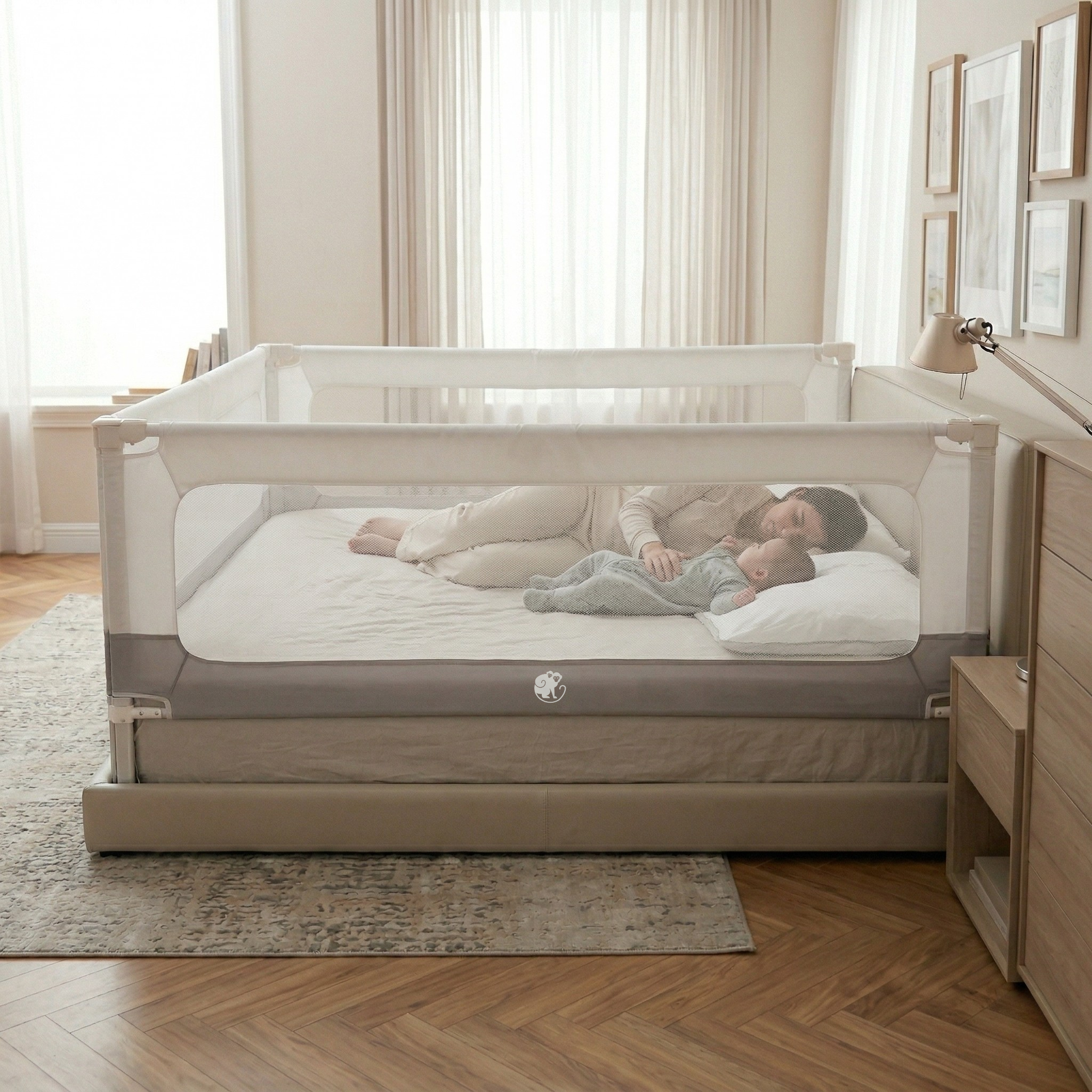 Bettbarriere und Laufgitter Monkey Mum® 2in1 Smart