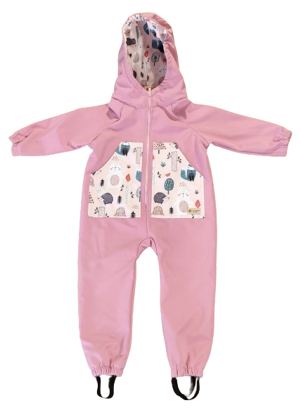 Monkey Mum® Softshell-Overall mit Membran – Zuckertierchen - Gr. 98/104, 110/116