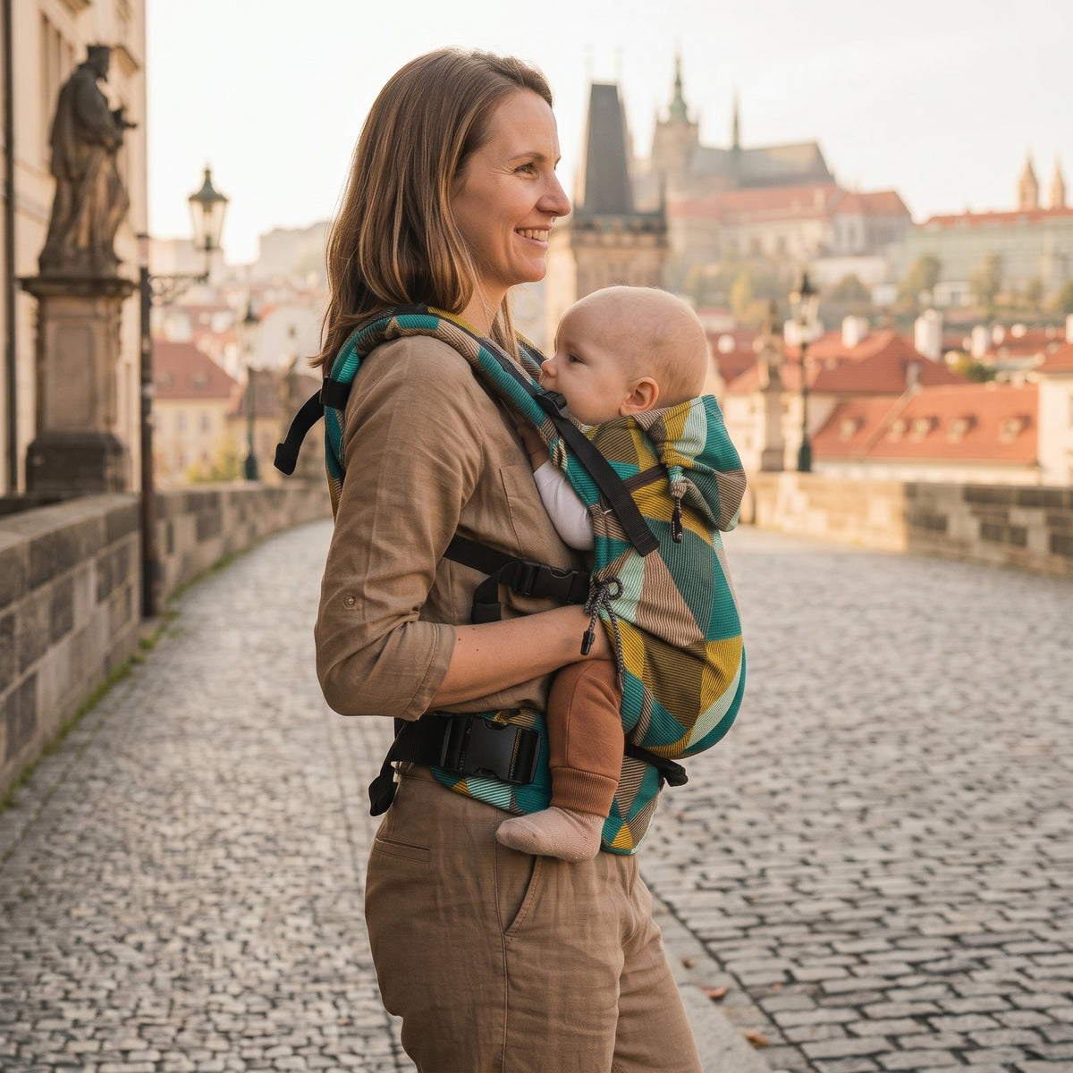 Monkey Mum® Ergonomische mitwachsende Trage Carrie - Charme der Geometrie