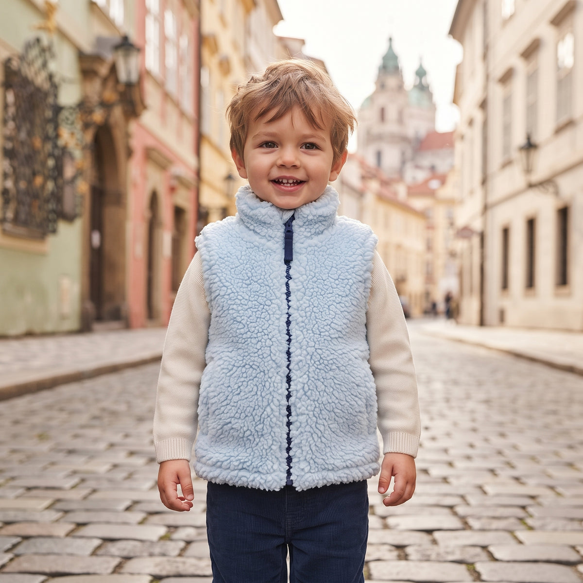 Teddyfleece-Weste Monkey Mum® - Hellblau