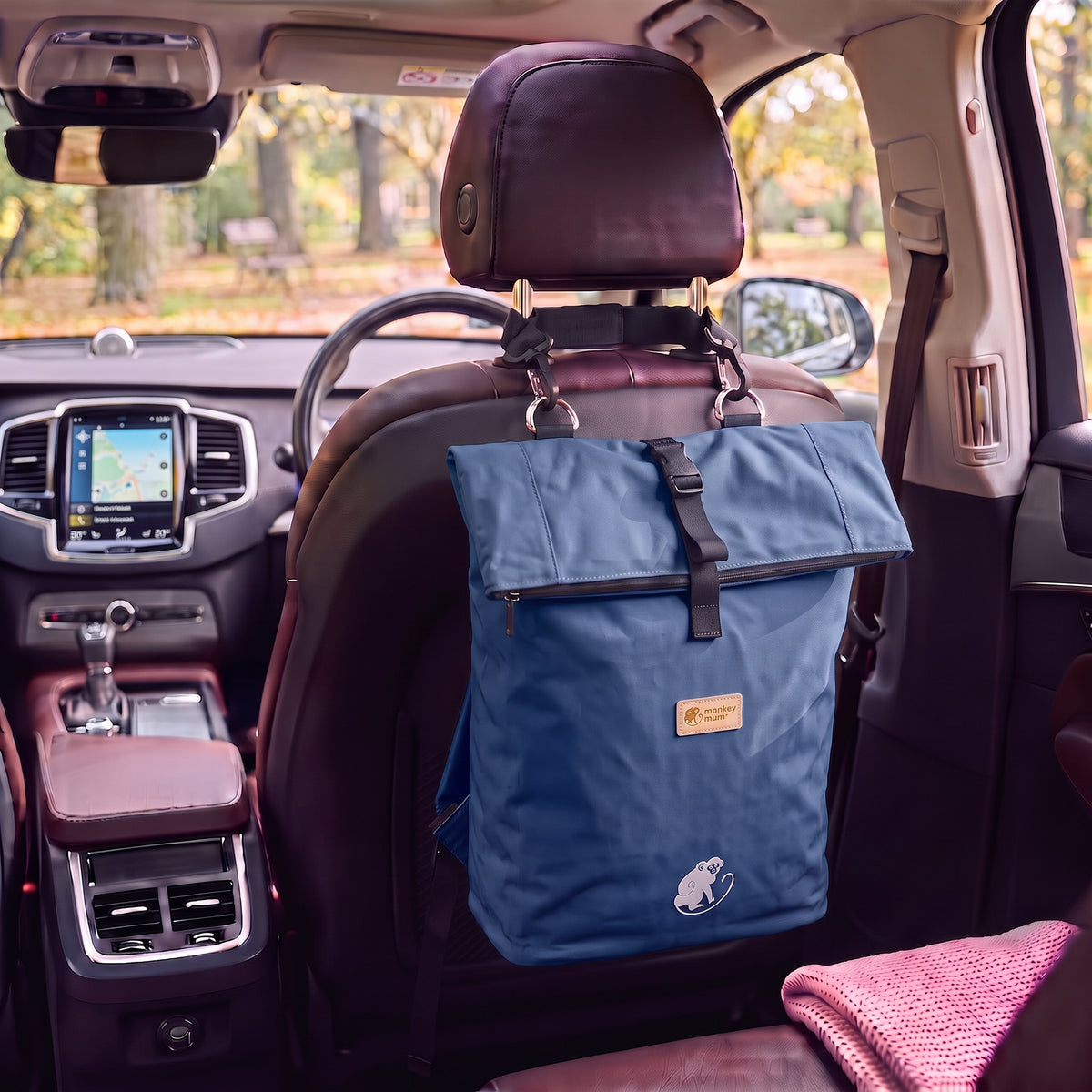 Monkey Mum® Köper-Rucksack für den Kinderwagen – Marineblau