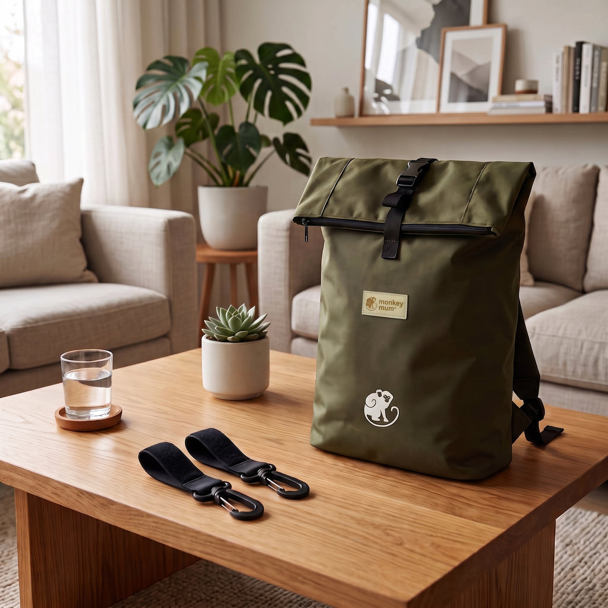 Monkey Mum® Köper-Rucksack für den Kinderwagen – Farben des Waldes