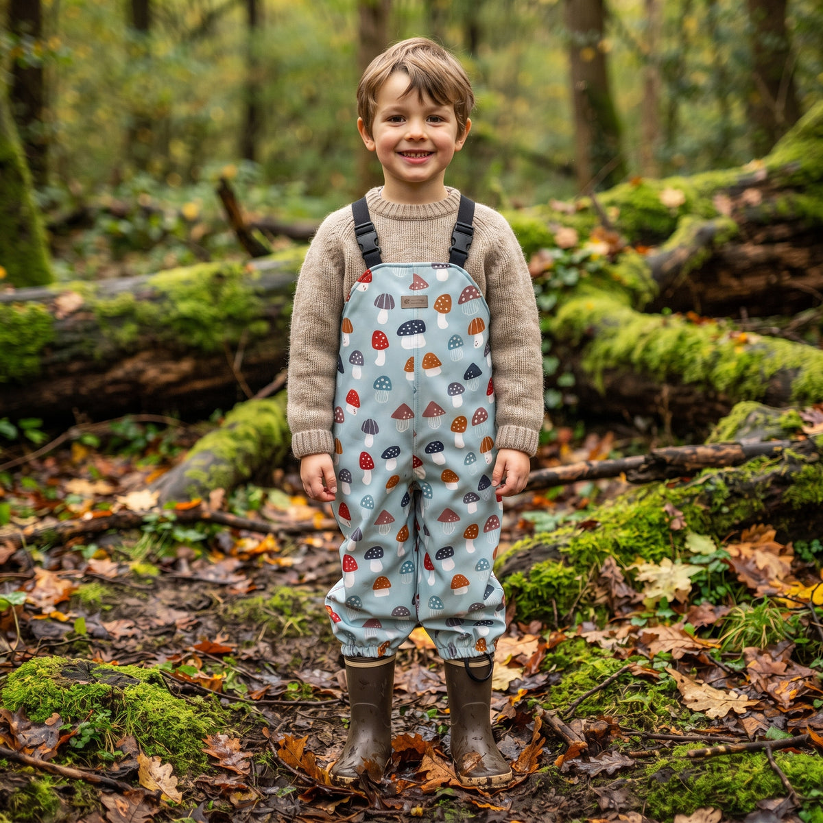 Monkey Mum® Softshell-Latzhose mit Membran - Bunte Fliegenpilze