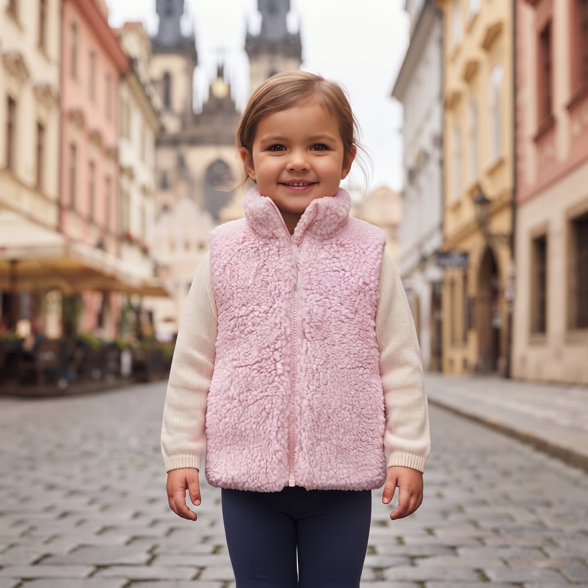 Teddyfleece-Weste Monkey Mum® - Rosa