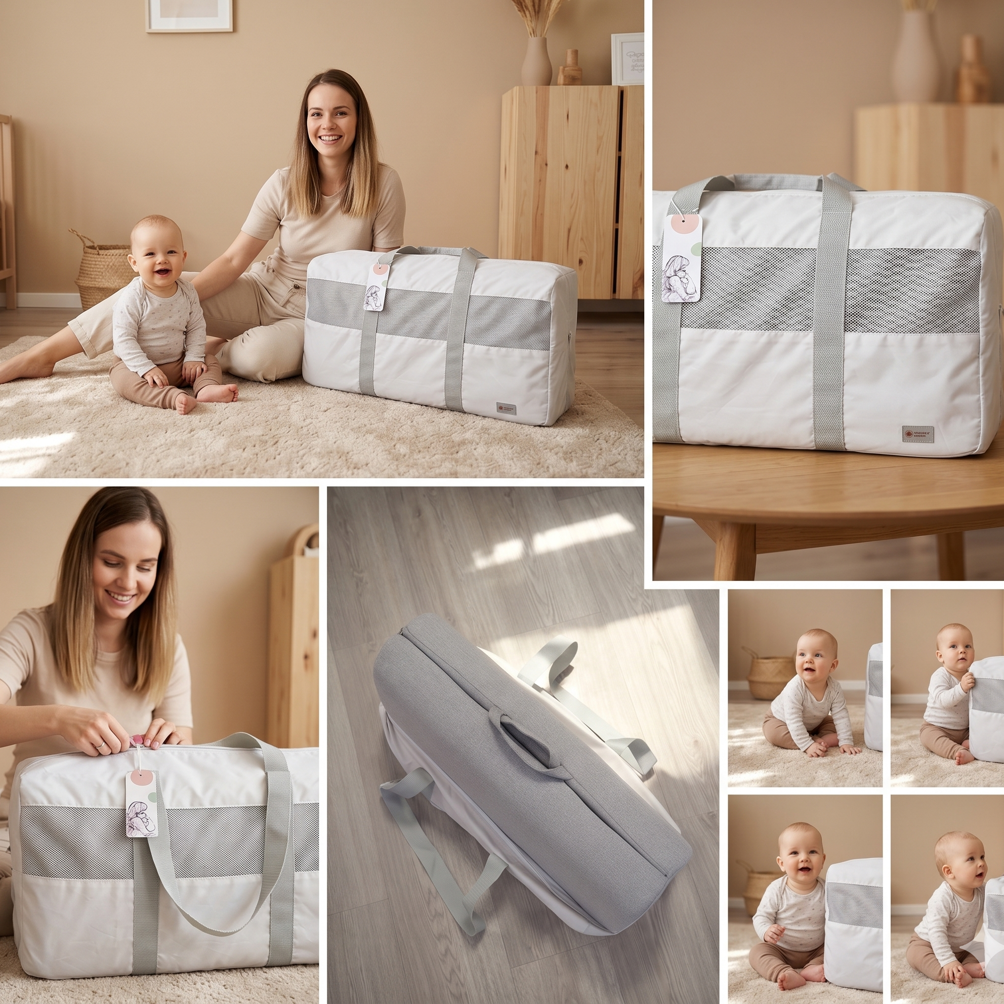 Reisetasche Monkey Mum® für die Reisebarriere - hellgrau