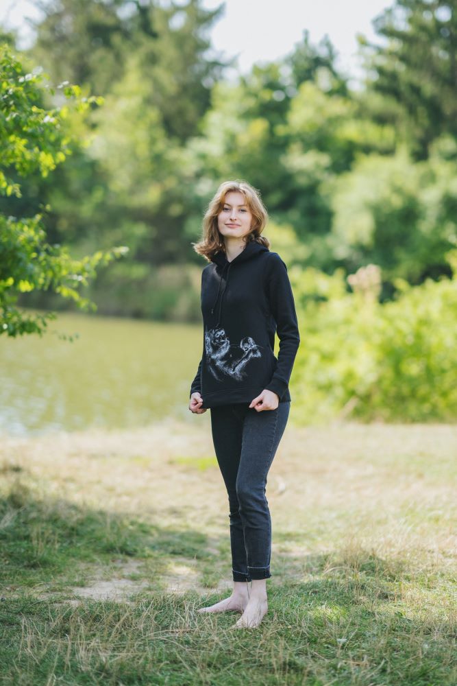 Still-Hoodie Monkey Mum® schwarz - Äffchen