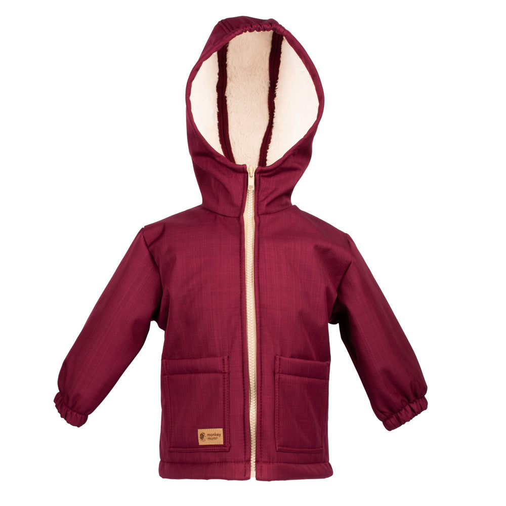 Kinder-Winter-Softshelljacke mit Lammfell Monkey Mum® - Burgunder Rotkäppchen