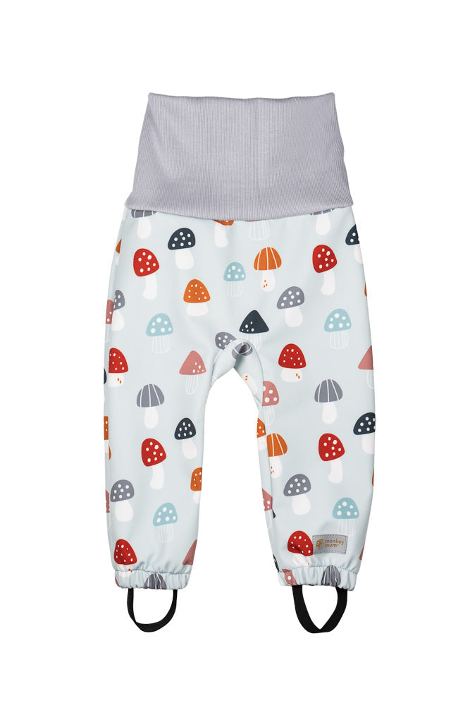 Mitwachsende Kinder-Softshellhose mit Membran Monkey Mum® - Bunte Fliegenpilze