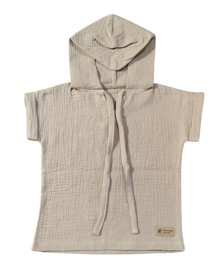 Musselin-Hoodie Monkey Mum® - Beige