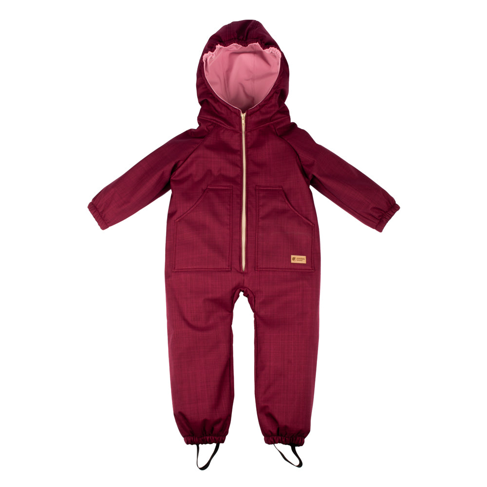 Monkey Mum® Kinder-Winter-Softshelloverall mit Lammfellfutter - Bordeaux-Rotkäppchen - Gr. 98/104, 110/116