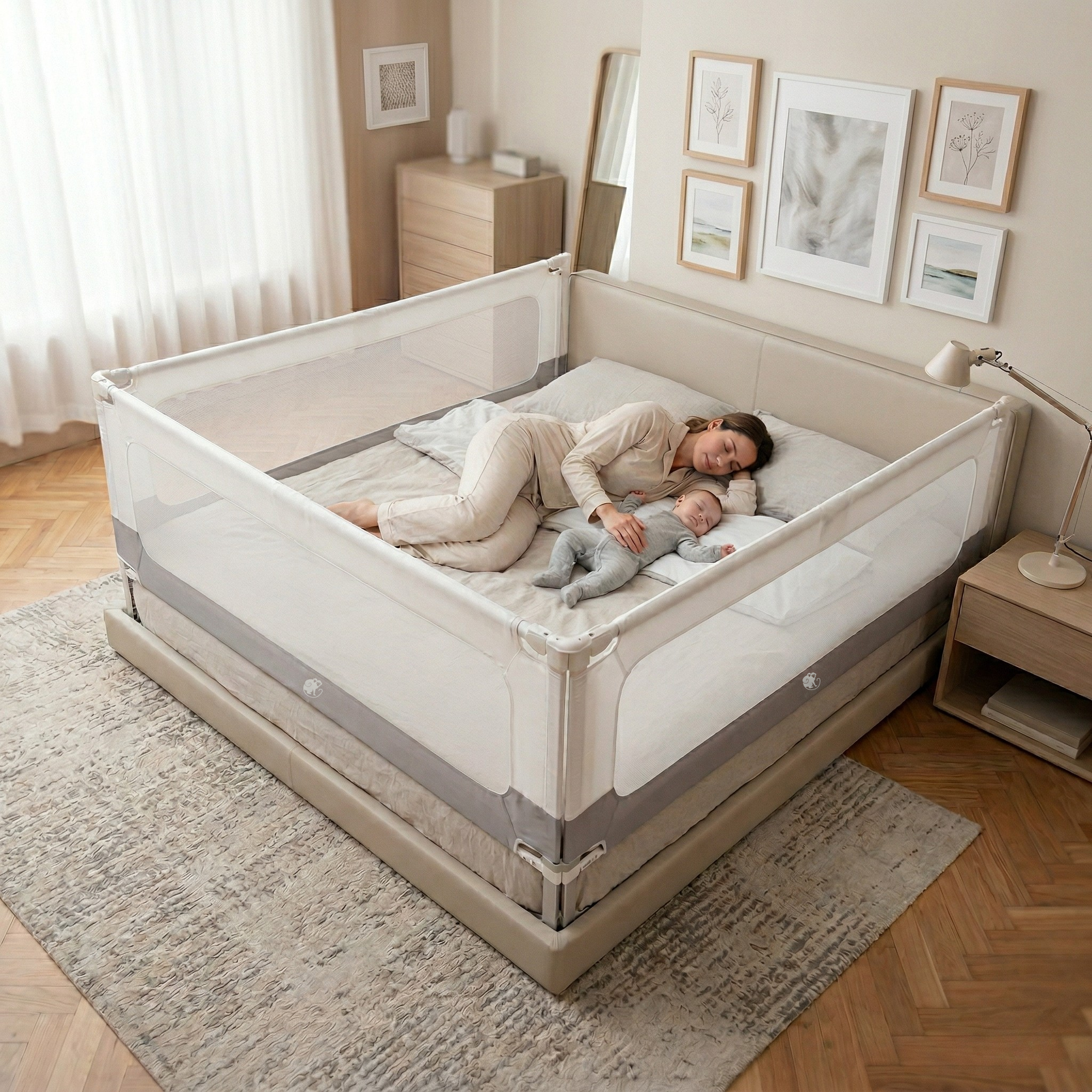 Bettbarriere und Laufgitter Monkey Mum® 2in1 Smart - ausgepackt