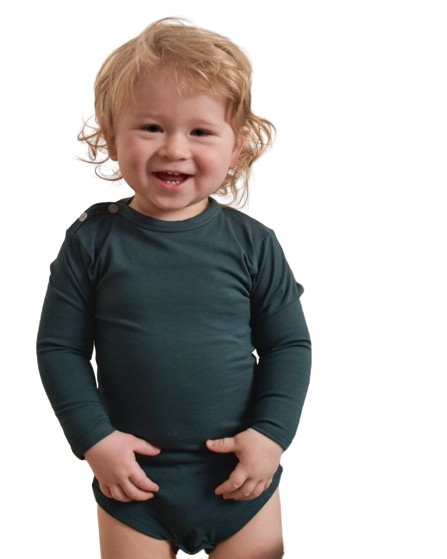 Baby Body mit langen Ärmeln - flaschengrün - Größe 62