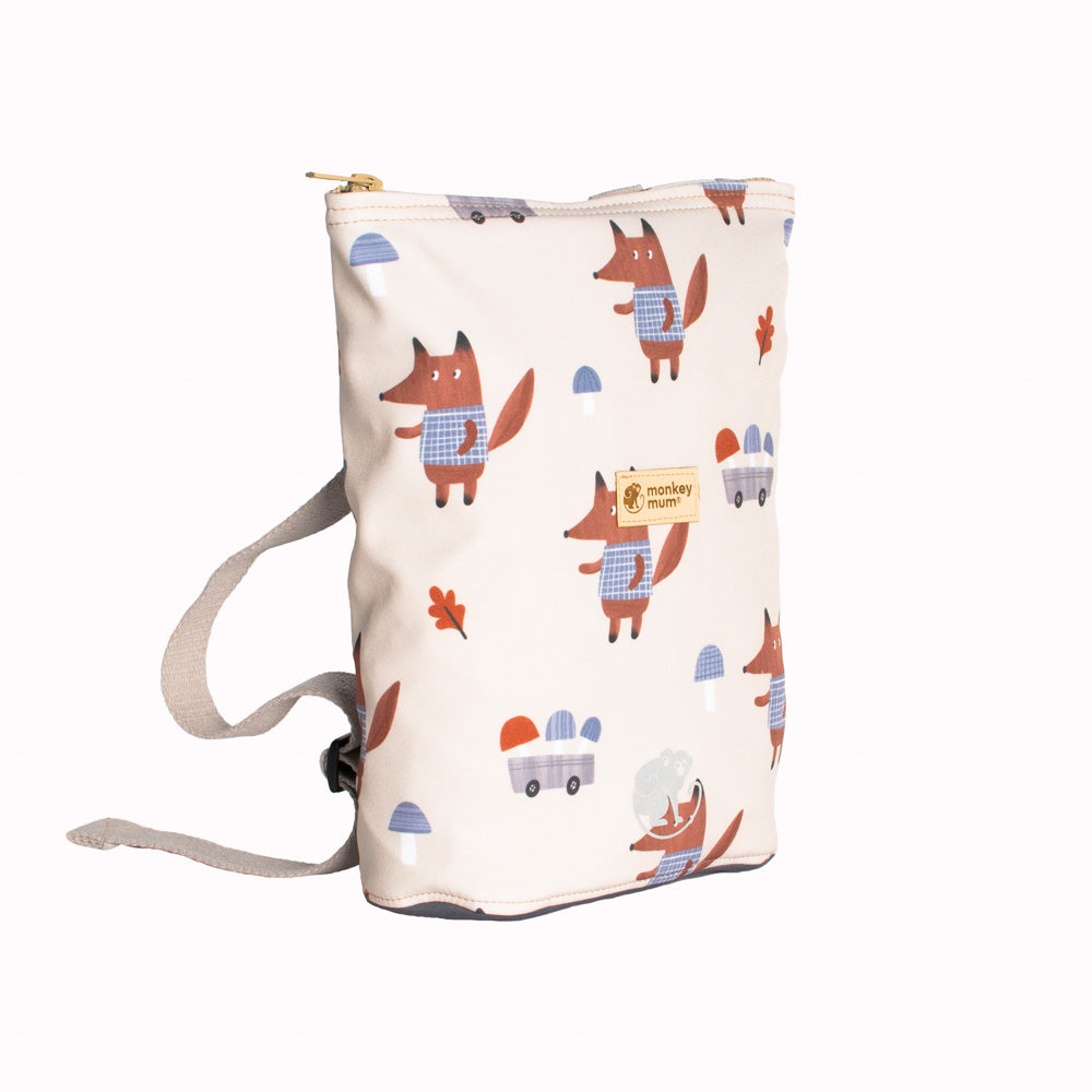 Kinder-Softshell-Rucksack Monkey Mum® - Füchse auf Pilzen