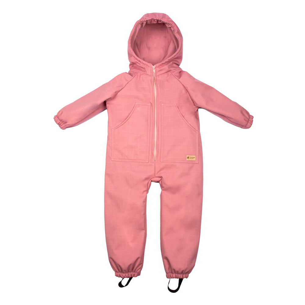 Monkey Mum® Kinder-Winter-Softshelloverall mit Lammfellfutter - Rosa Schäfchen - Gr. 98/104, 110/116