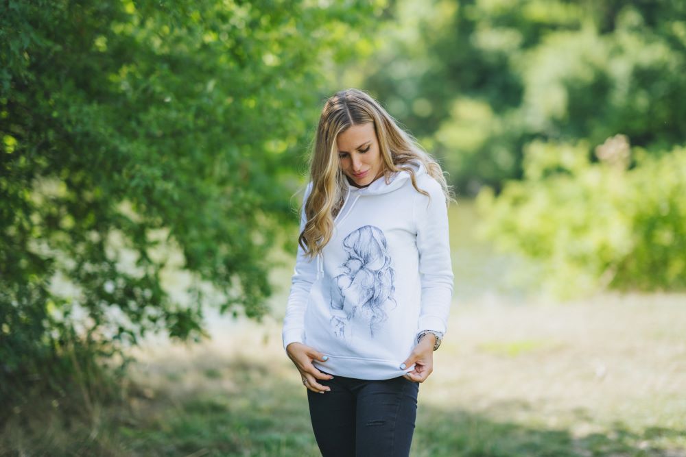 Still-Hoodie Monkey Mum® weiß - liebende Mama