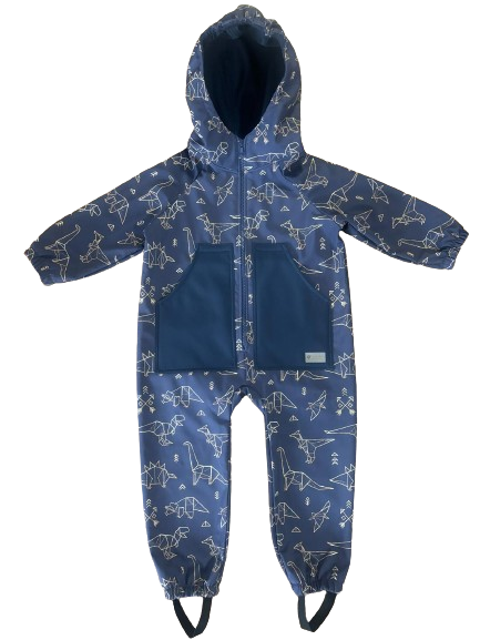 Monkey Mum® Softshell-Overall mit Membran – Dinosauriersternbilder - Gr. 98/104, 110/116