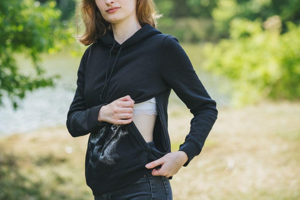 Still-Hoodie Monkey Mum® schwarz - Äffchen
