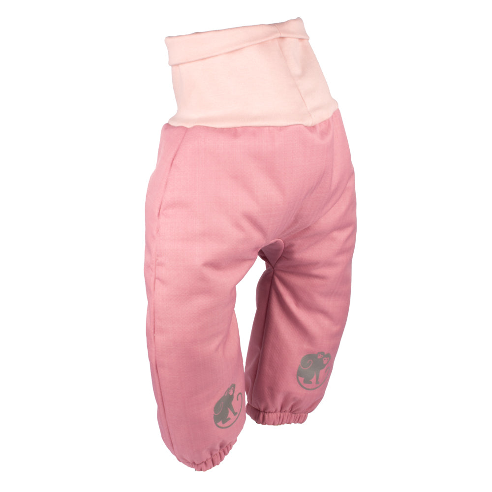 Mitwachsende Kinder-Winter-Softshellhose mit Teddyfutter Monkey Mum® - Rosa Schäfchen