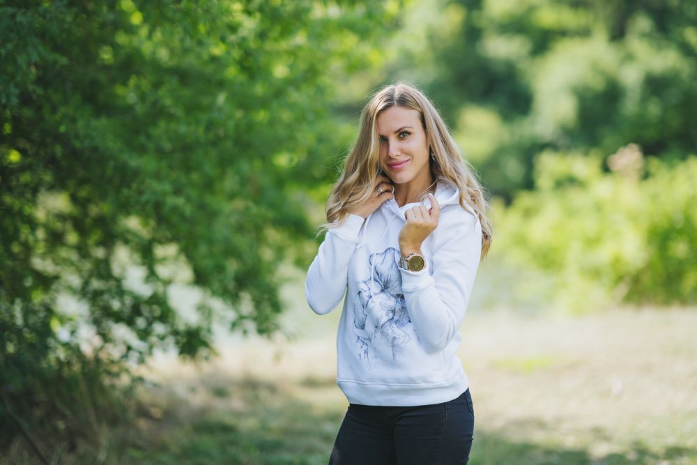 Still-Hoodie Monkey Mum® weiß - liebende Mama