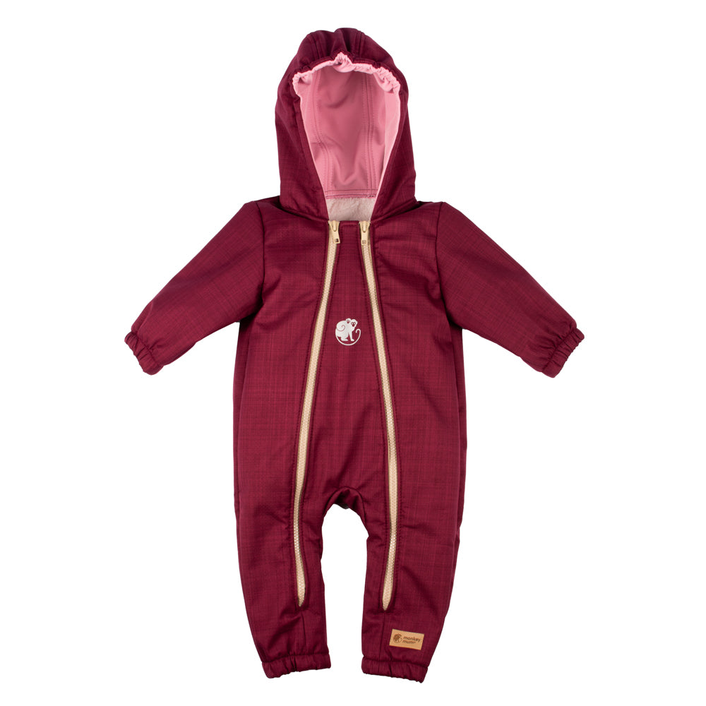 Monkey Mum® Kinder-Winter-Softshell-Overall mit Teddyfutter - Weinrotes Rotkäppchen - Gr. 62/68, 74/80