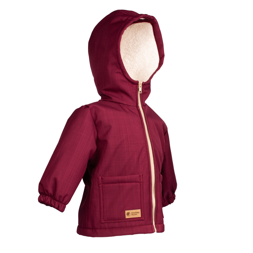 Kinder-Winter-Softshelljacke mit Lammfell Monkey Mum® - Burgunder Rotkäppchen