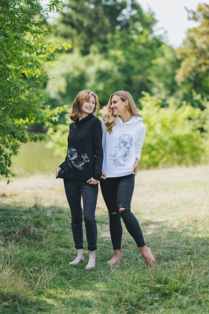 Still-Hoodie Monkey Mum® weiß - liebende Mama