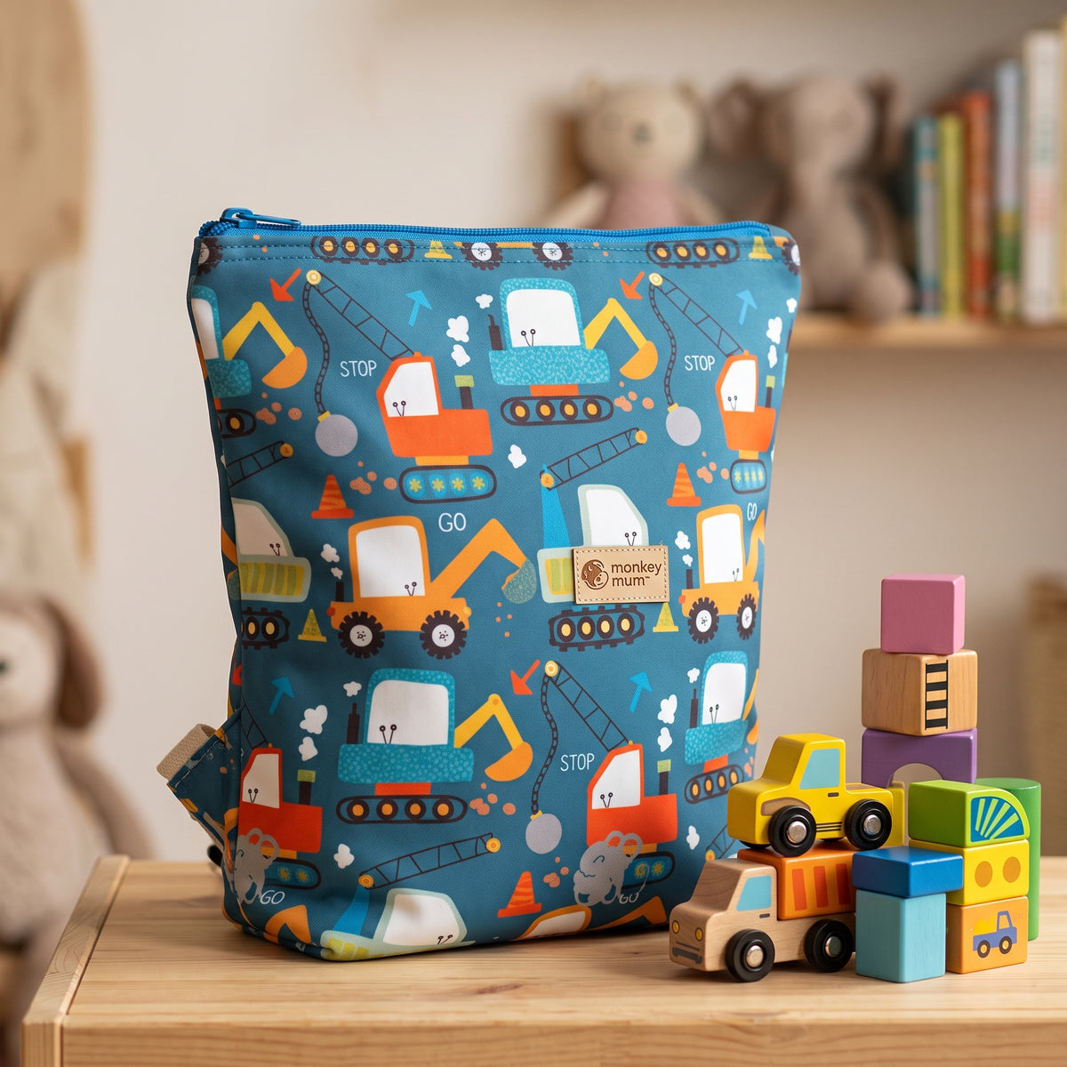 Kinder-Softshell-Rucksack Monkey Mum® - Spielbaustelle