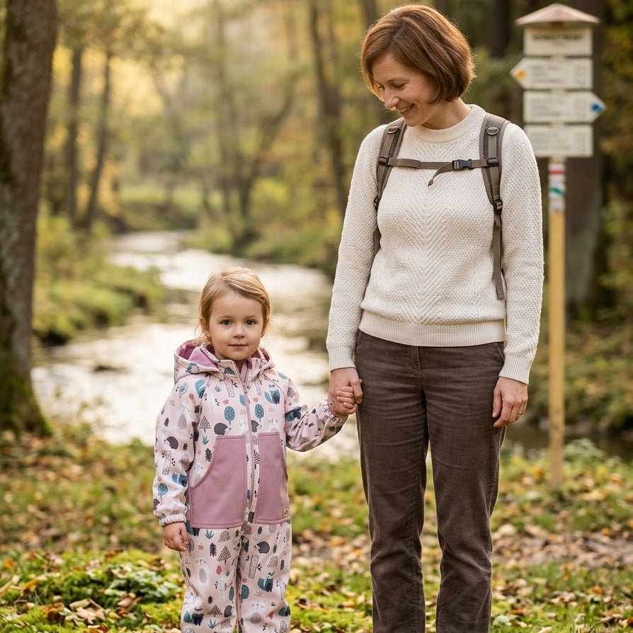 Monkey Mum® Softshell-Overall mit Membran – Tagestiere - Gr. 98/104, 110/116
