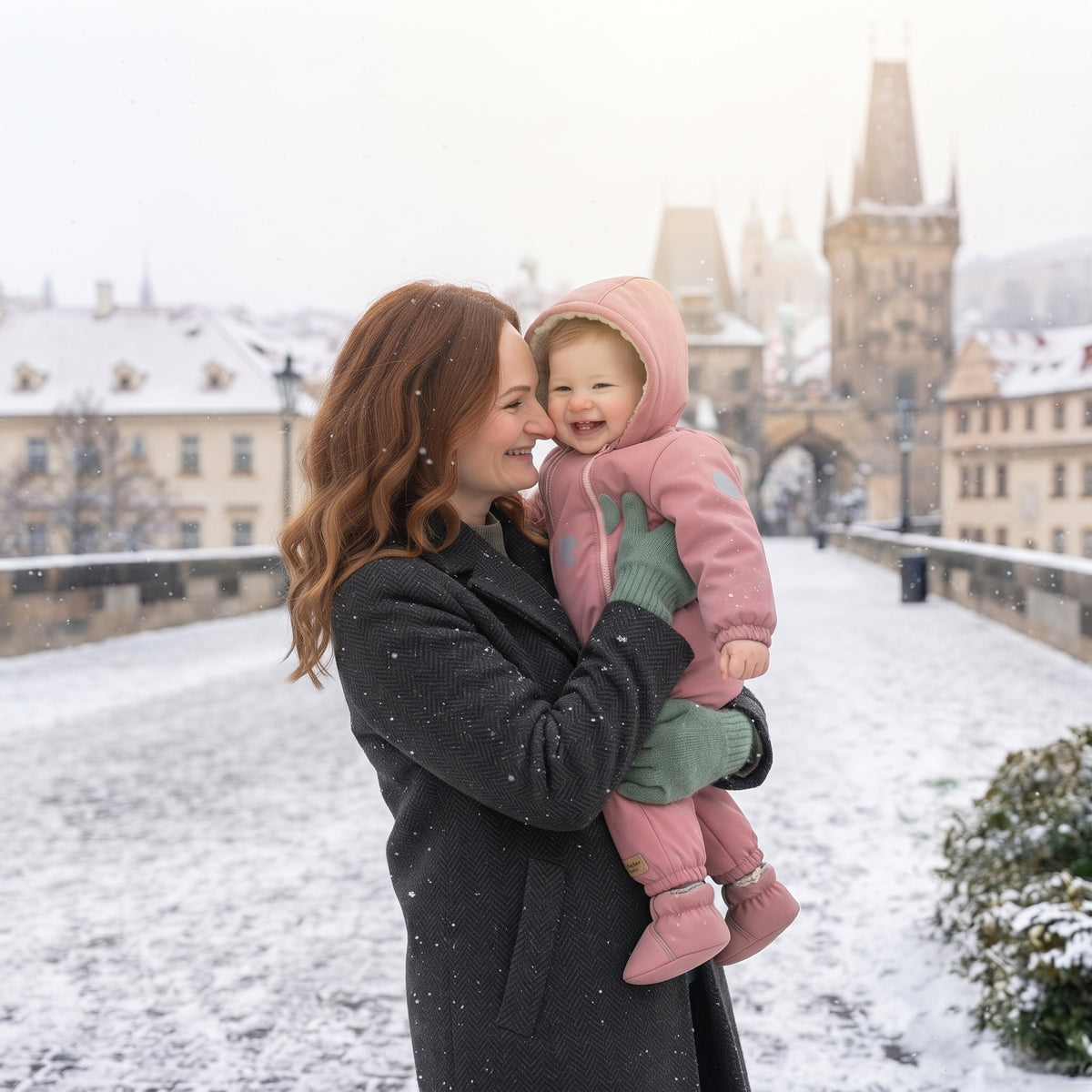 Monkey Mum® Kinder-Winter-Softshell-Overall mit Teddyfutter - Rosa Schäfchen - Gr. 62/68, 74/80
