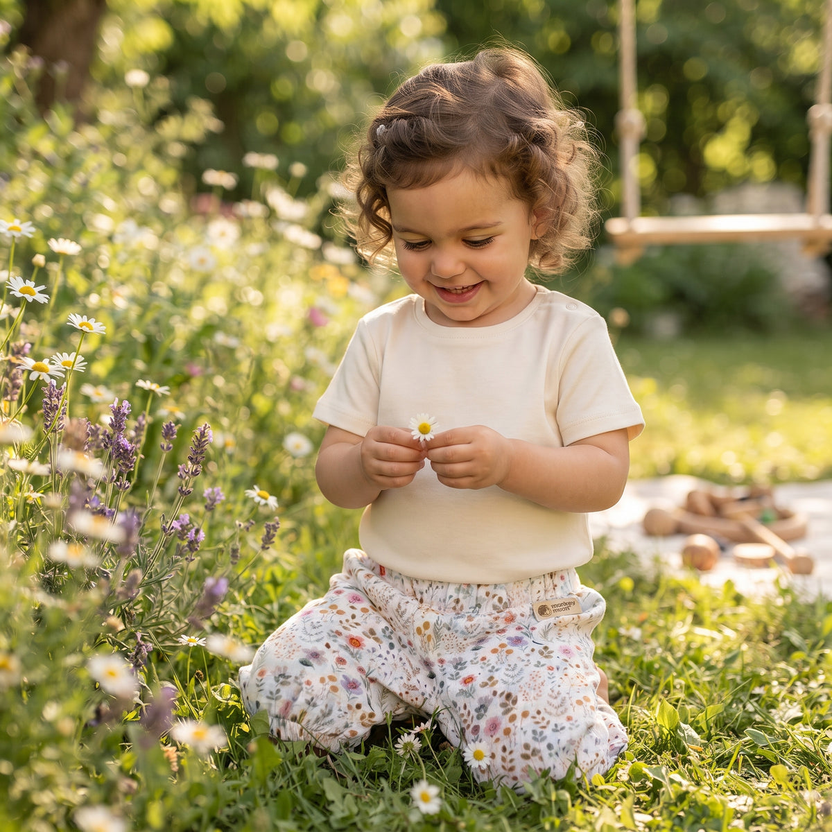 Musselin-Shorts Monkey Mum® - Blühende Wiese