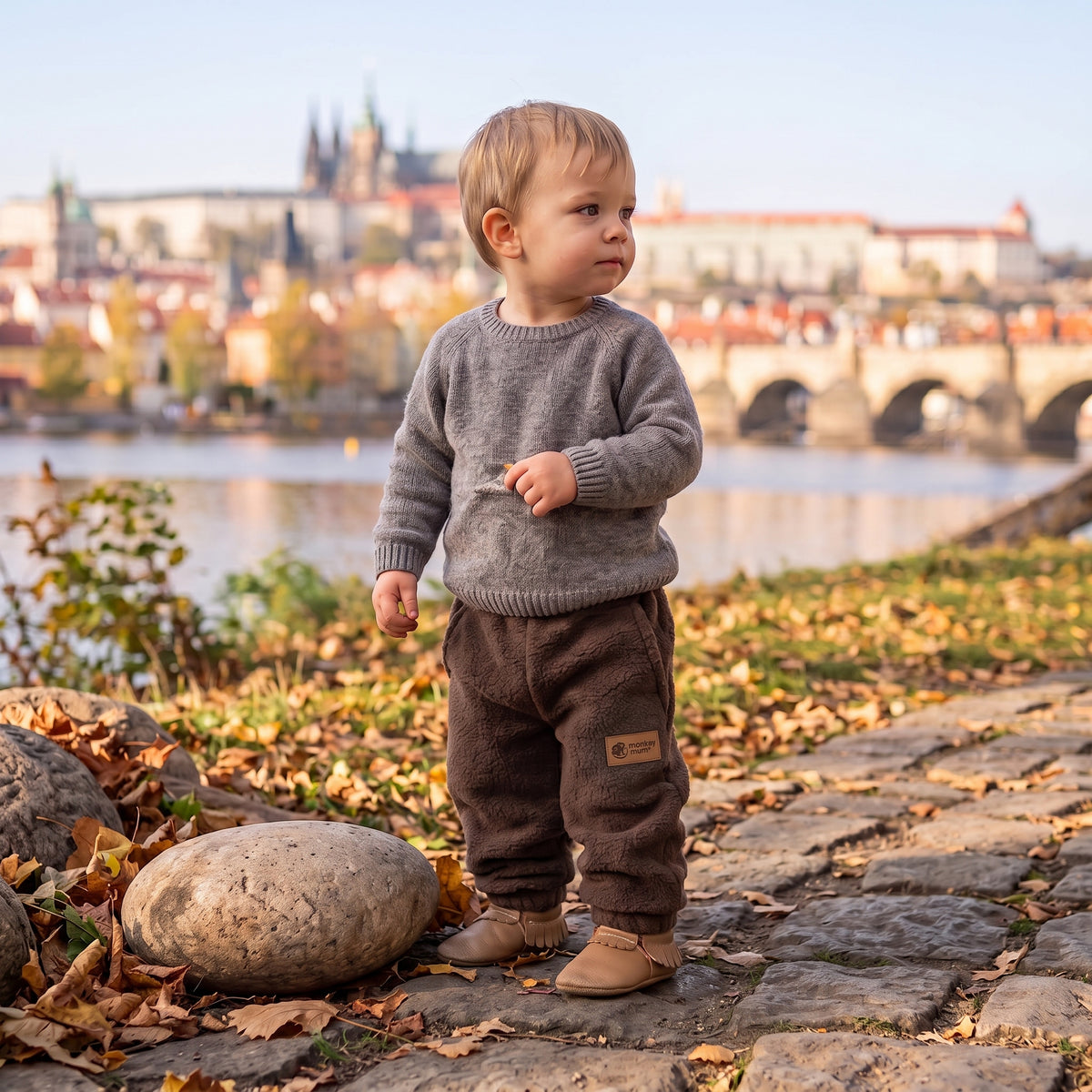 Monkey Mum® Fleece-Hosen - Braun