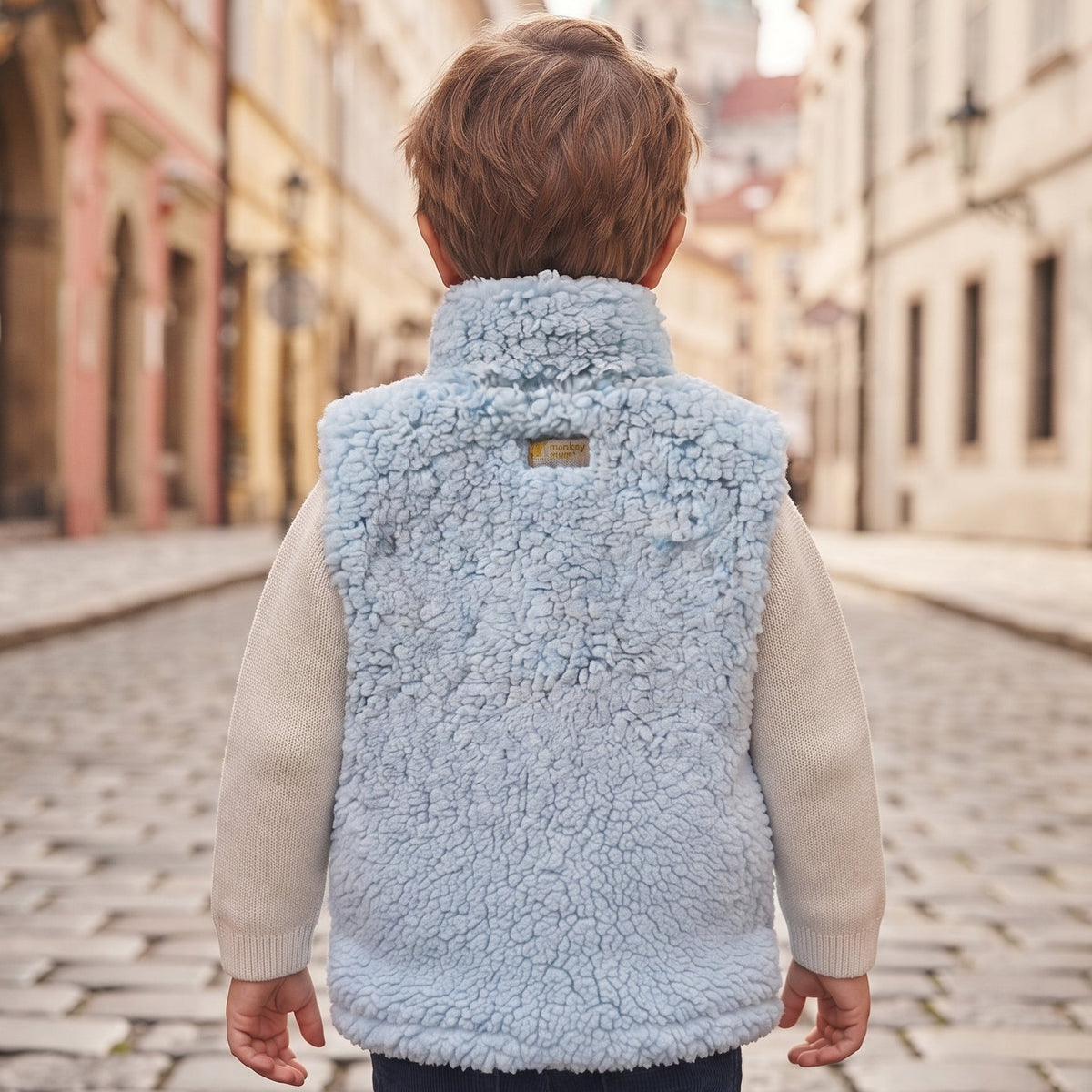 Teddyfleece-Weste Monkey Mum® - Hellblau