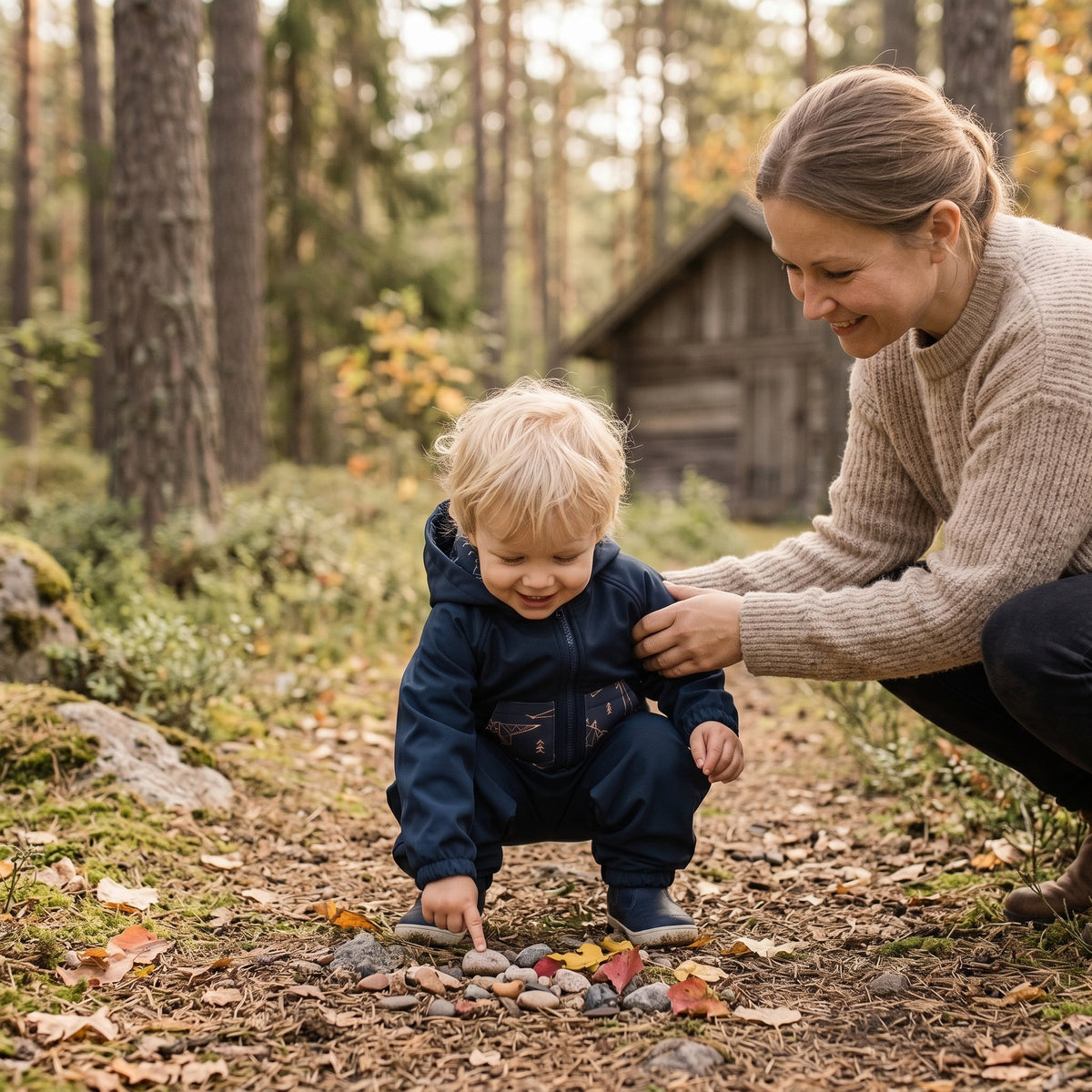 Monkey Mum® Softshell-Overall mit Membran – Dinosaurierhimmel - Gr. 98/104, 110/116