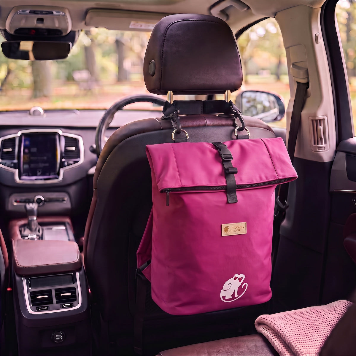 Monkey Mum® Softshell-Rucksack für den Kinderwagen – Saftige Himbeere