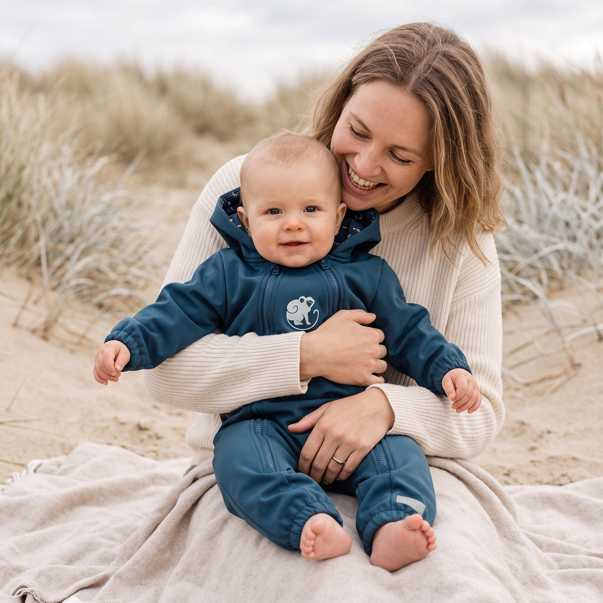 Monkey Mum® Softshell-Overall mit Membran – Dinosaurierhimmel - Gr. 62/68, 74/80