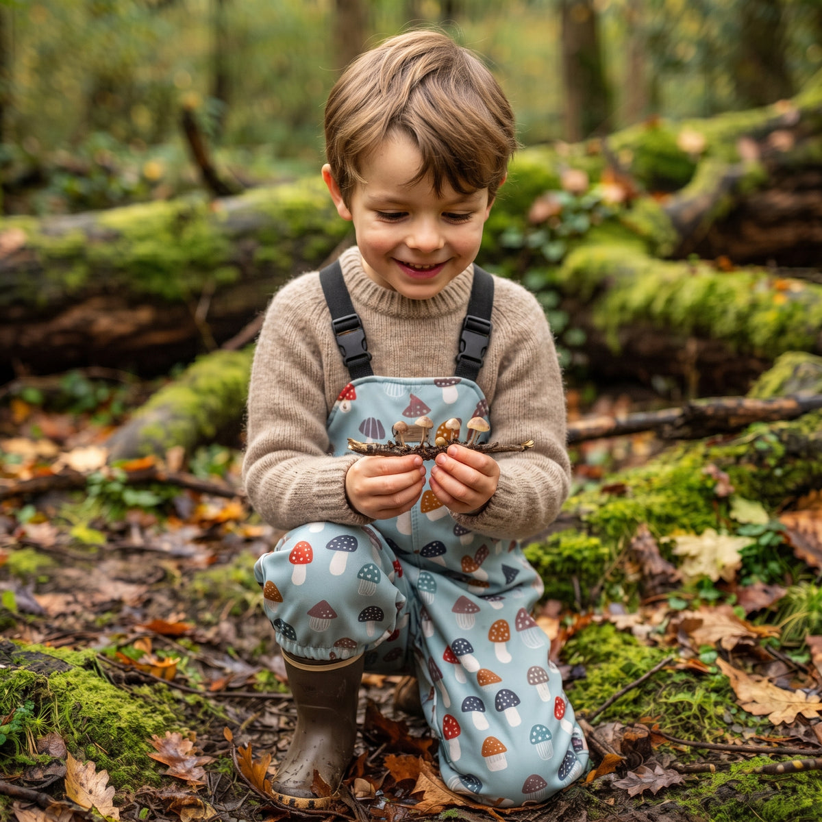 Monkey Mum® Softshell-Latzhose mit Membran - Bunte Fliegenpilze