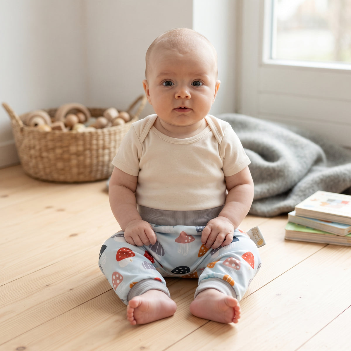 Kinder-Softshellhose mit Membran Monkey Mum® - Bunte Fliegenpilze