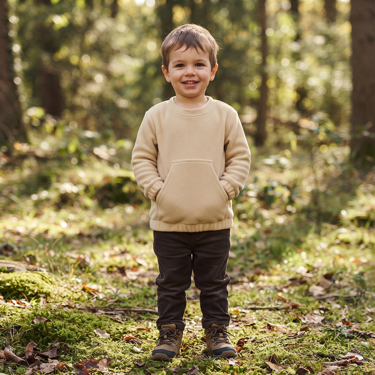 Fleece-Pullover von Monkey Mum® zum Überziehen - Beige