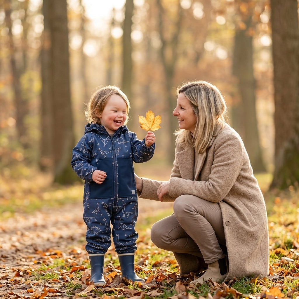 Monkey Mum® Softshell-Overall mit Membran – Dinosauriersternbilder - Gr. 98/104, 110/116