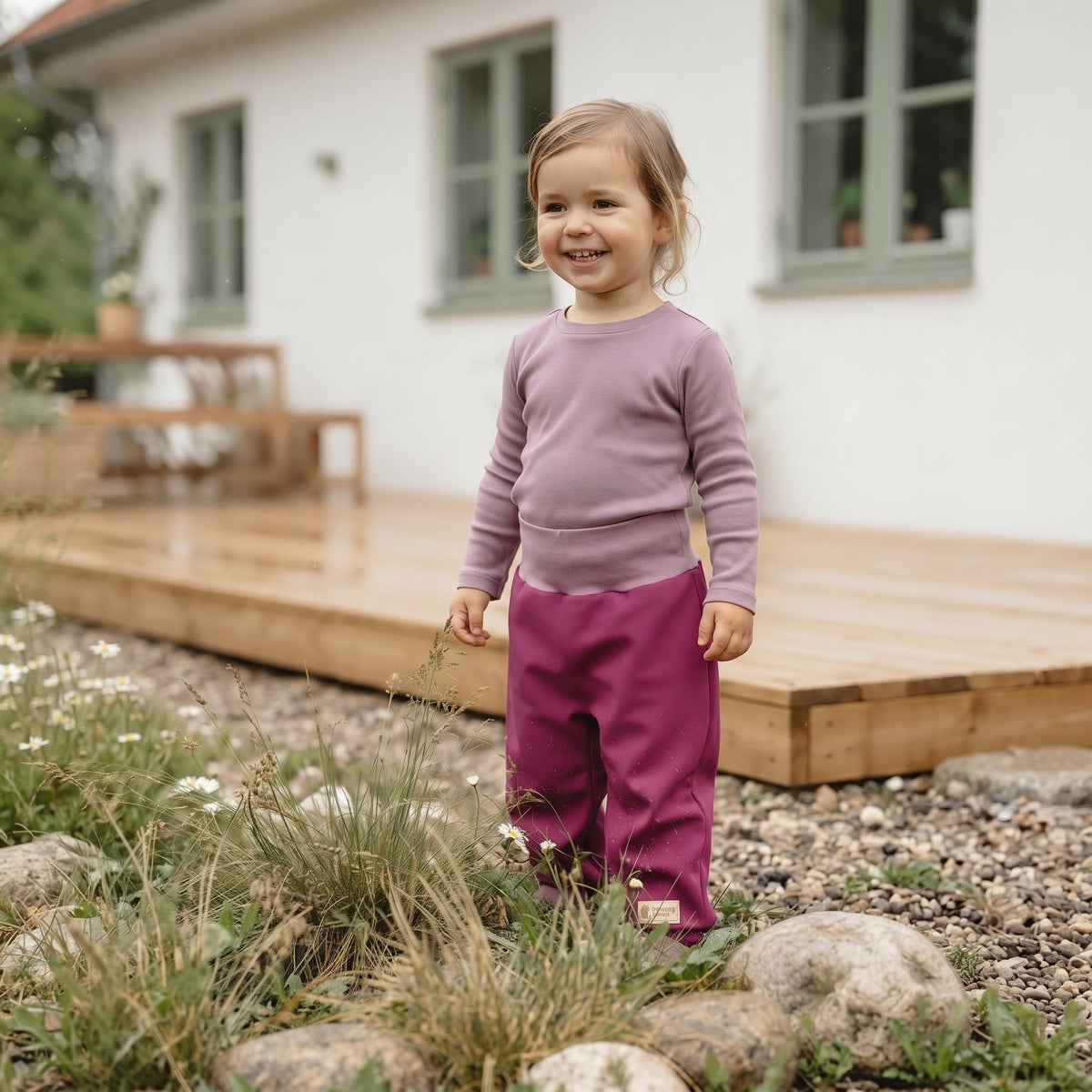 Mitwachsende Kinder-Softshellhose mit Membran Monkey Mum® - Saftige Himbeere