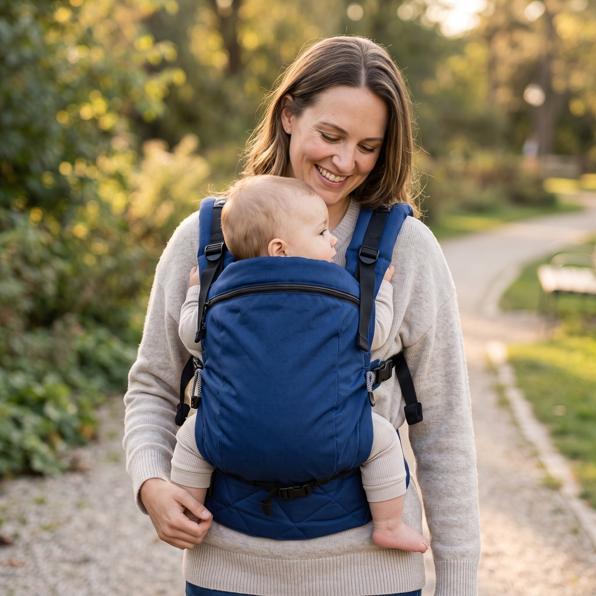 Monkey Mum® Ergonomische mitwachsende Trage Carrie - Marineblau