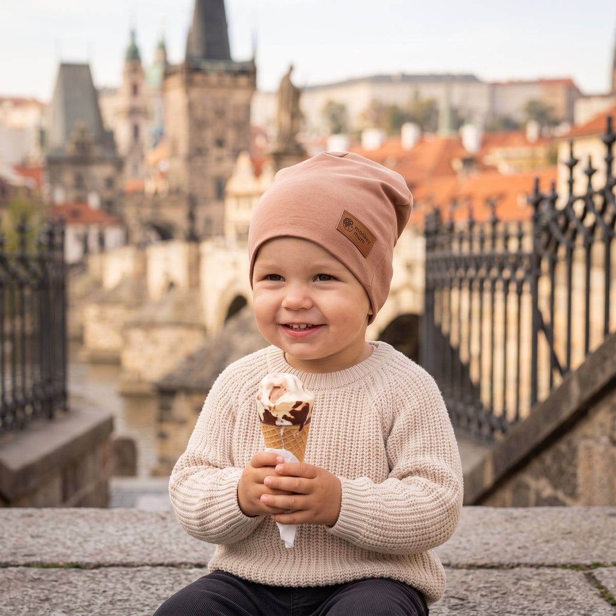 Mütze Monkey Mum® - Hellbraun