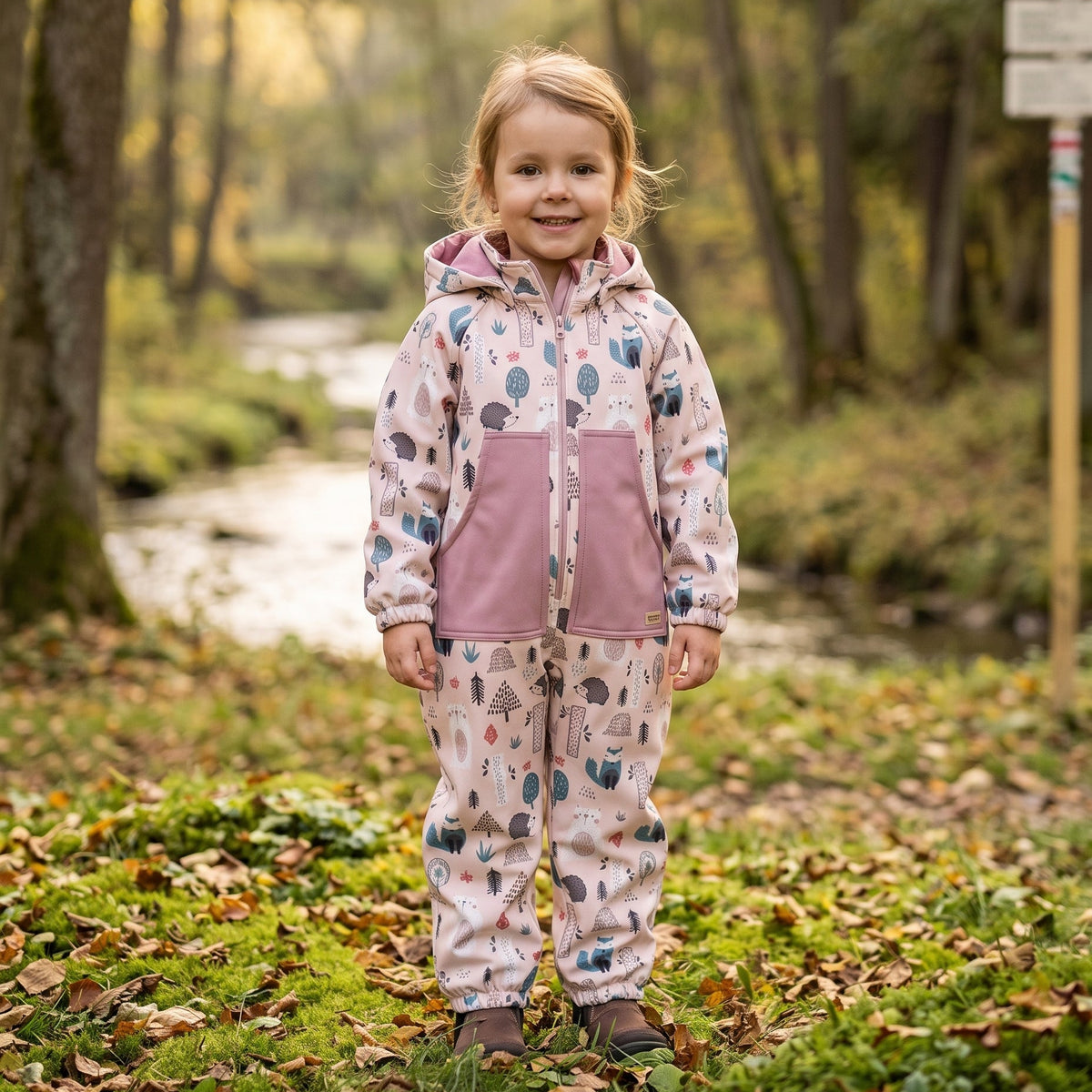 Monkey Mum® Softshell-Overall mit Membran – Tagestiere - Gr. 98/104, 110/116