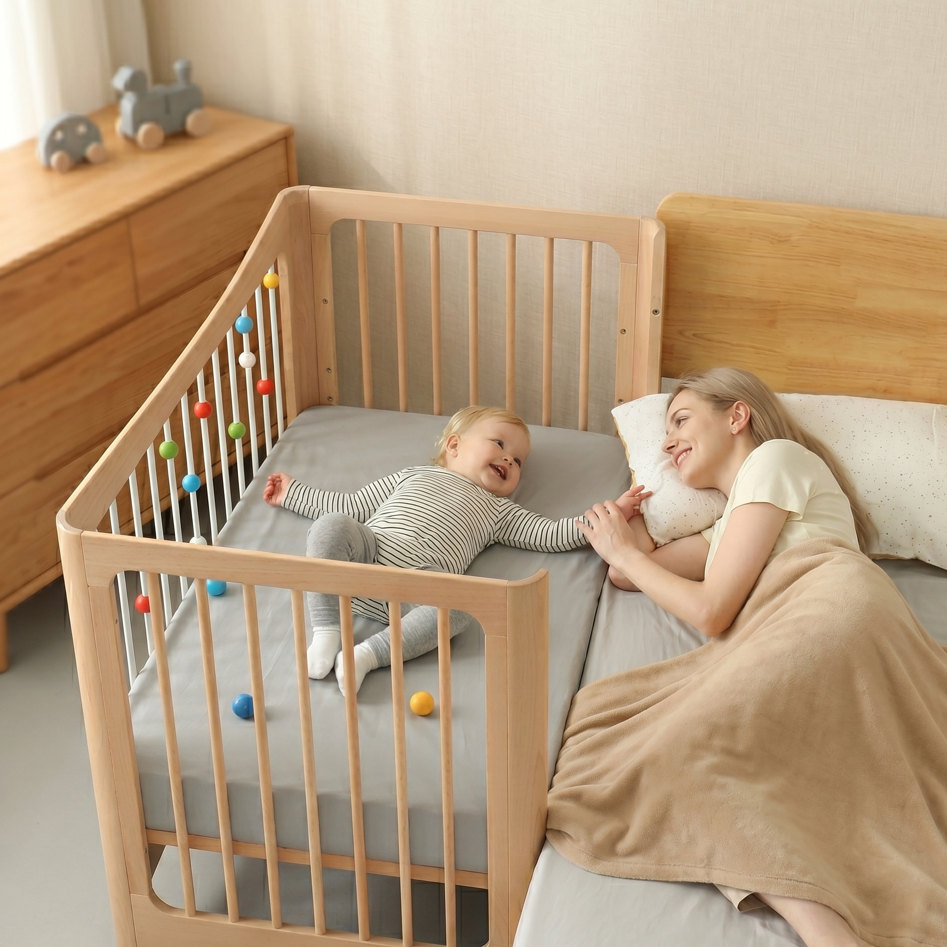 Kinderbett 4in1 - Massivholz - 120x65 cm